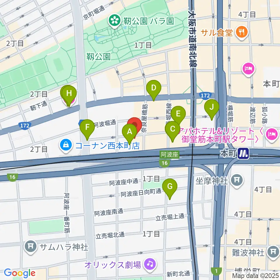 本町スタジオキューブ周辺のホテル一覧地図