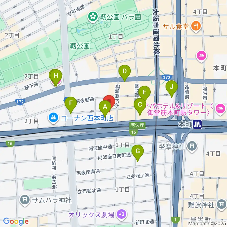 本町スタジオキューブ周辺のホテル一覧地図