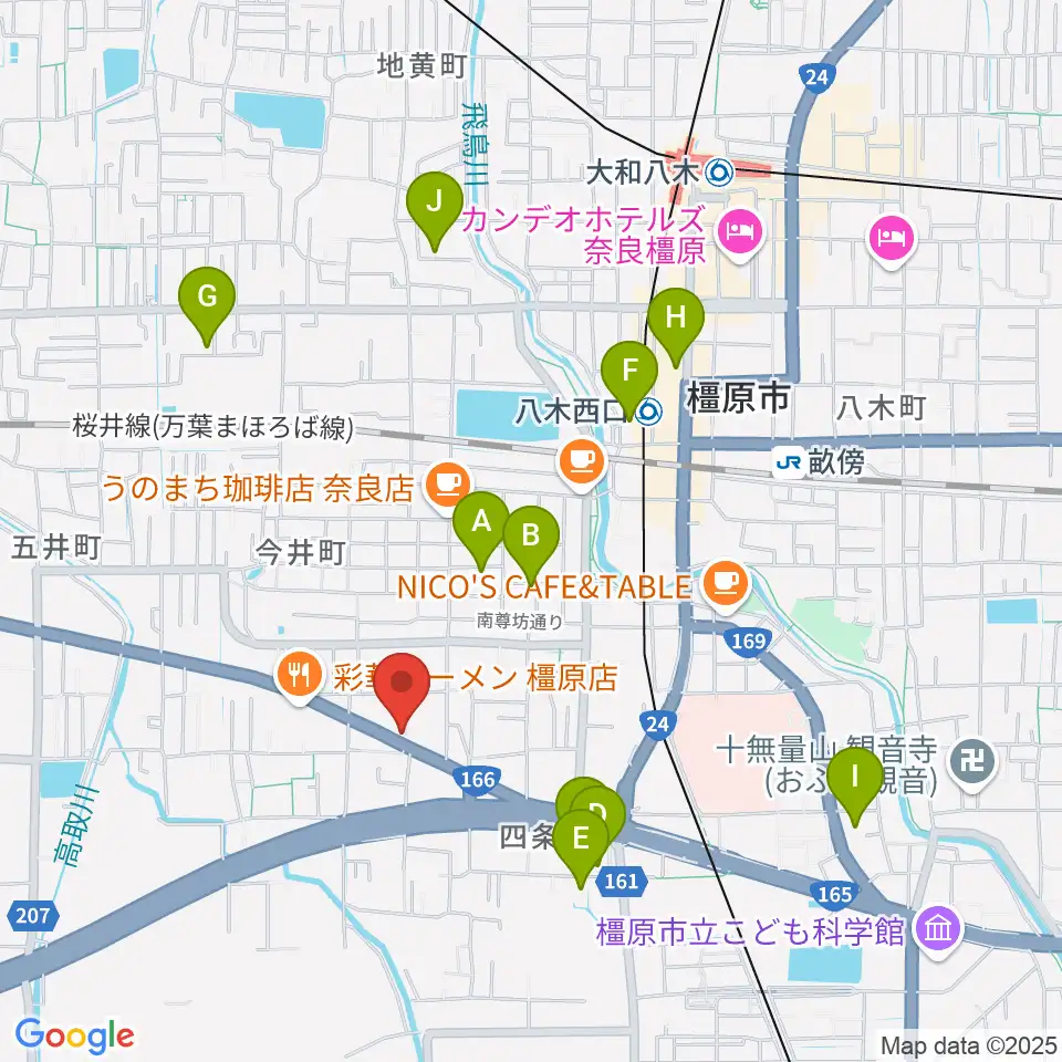 ハーツミュージックスタジオ橿原八木店周辺のホテル一覧地図
