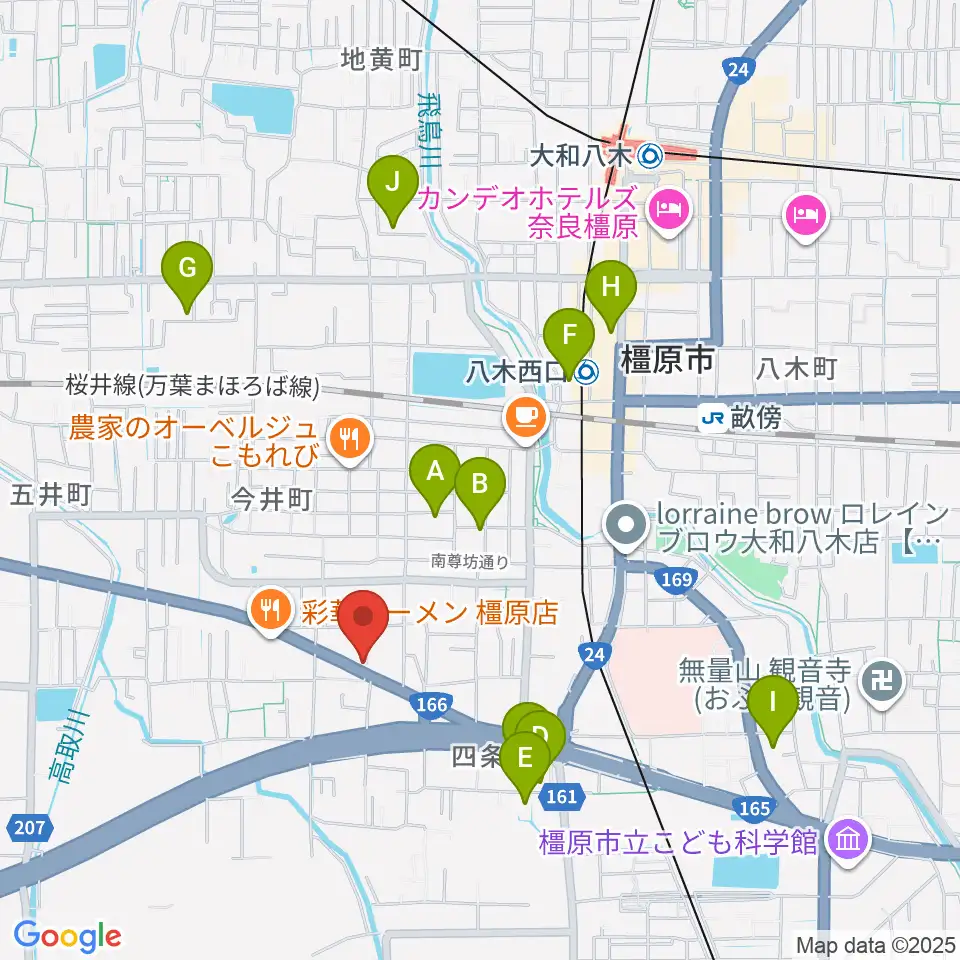 ハーツミュージックスタジオ橿原八木店周辺のホテル一覧地図