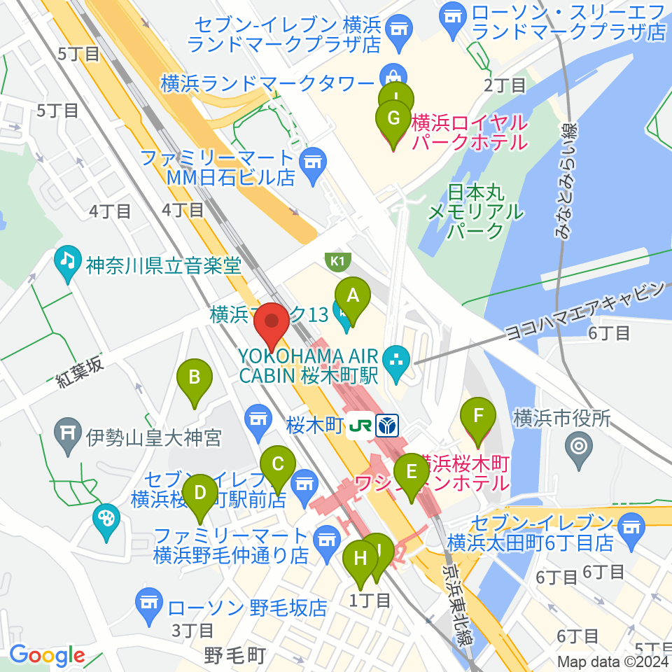 ヨコハマセーラスタジオ周辺のホテル一覧地図