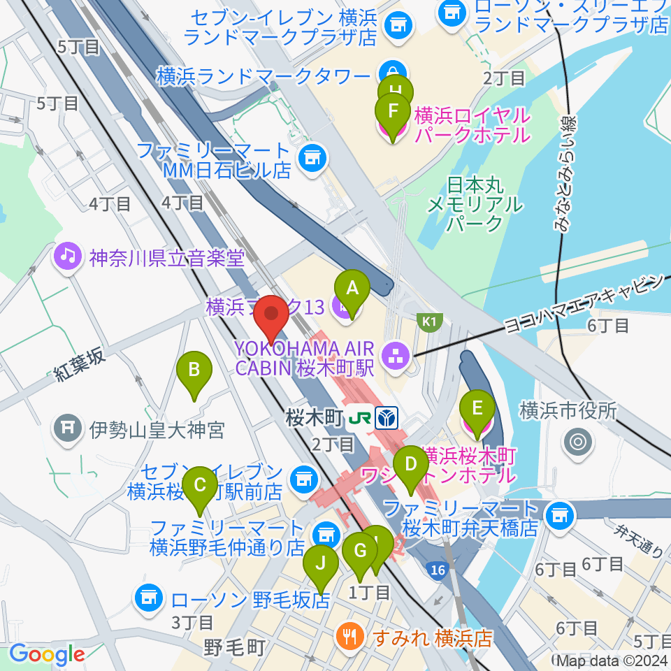 ヨコハマセーラスタジオ周辺のホテル一覧地図