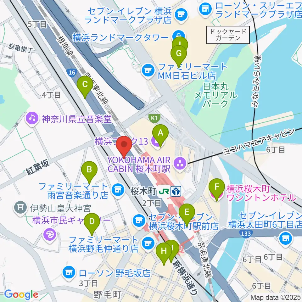 ヨコハマセーラスタジオ周辺のホテル一覧地図