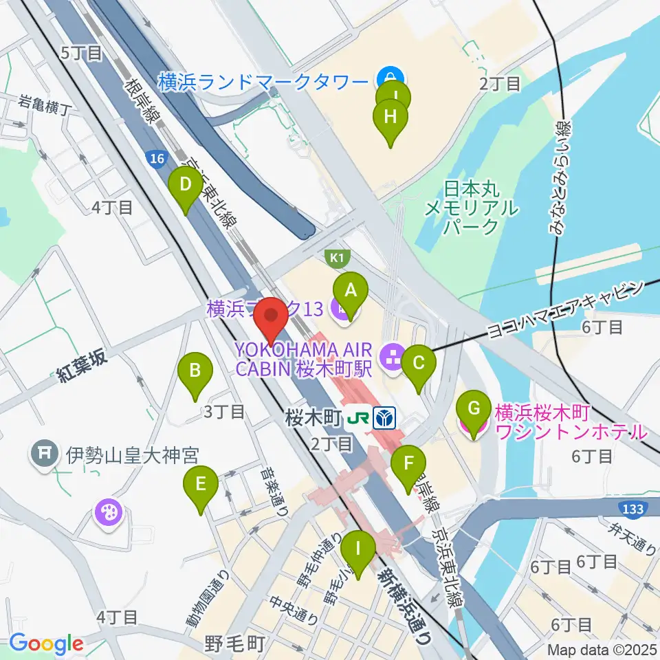 ヨコハマセーラスタジオ周辺のホテル一覧地図