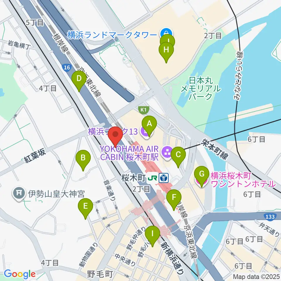 ヨコハマセーラスタジオ周辺のホテル一覧地図