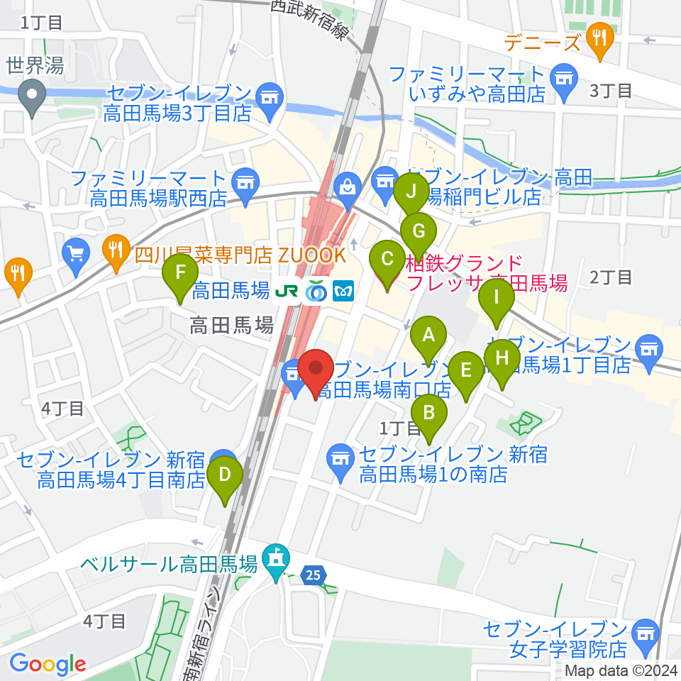 BASS ON TOP 高田馬場店周辺のホテル一覧地図