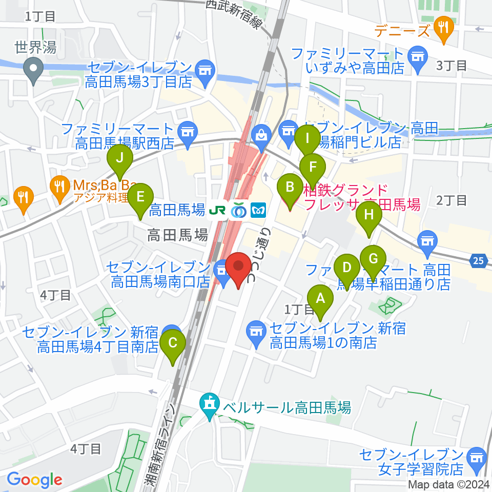 BASS ON TOP 高田馬場店周辺のホテル一覧地図