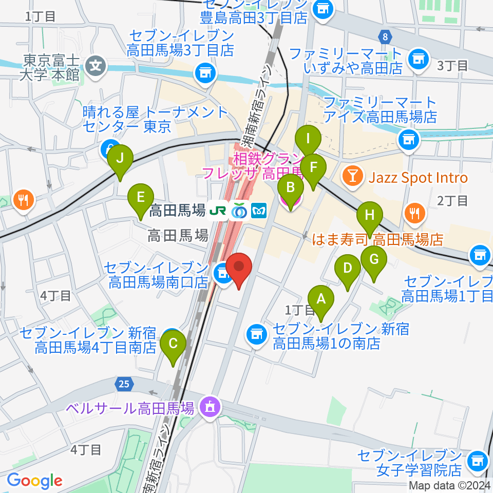 BASS ON TOP 高田馬場店周辺のホテル一覧地図