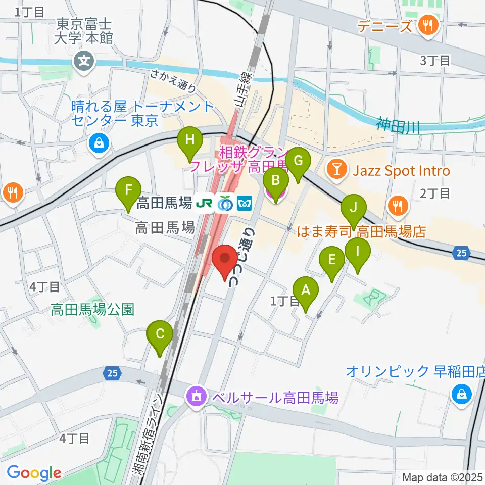 BASS ON TOP 高田馬場店周辺のホテル一覧地図