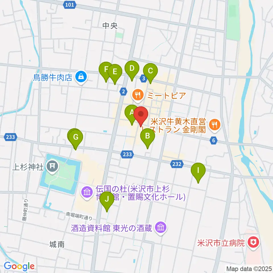 米沢LIVE ARB周辺のホテル一覧地図