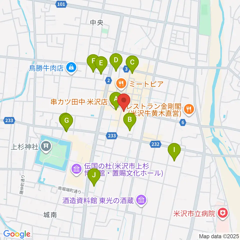 米沢LIVE ARB周辺のホテル一覧地図