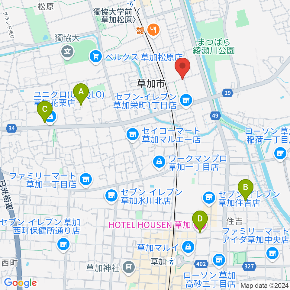 R-SPギター教室周辺のホテル一覧地図