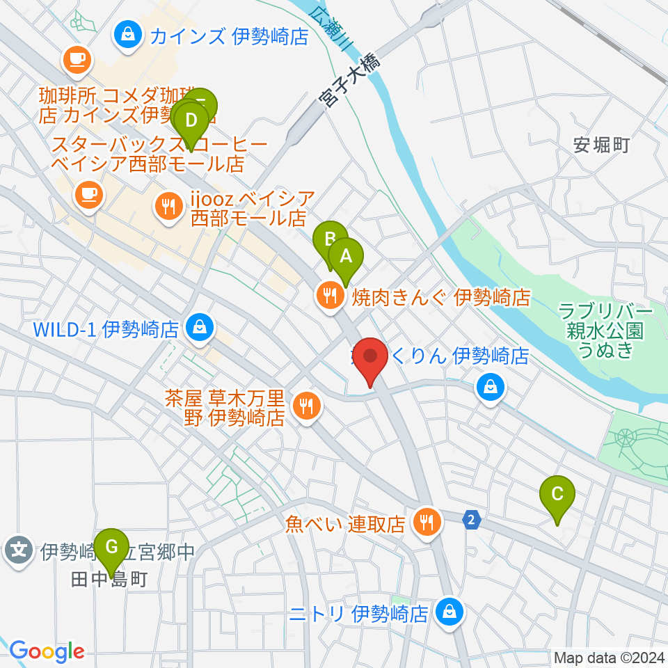 ピアノプラザ群馬 いせさき店周辺のホテル一覧地図