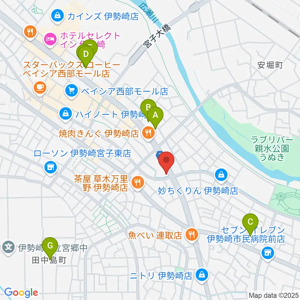 ピアノプラザ群馬 いせさき店周辺のホテル一覧地図