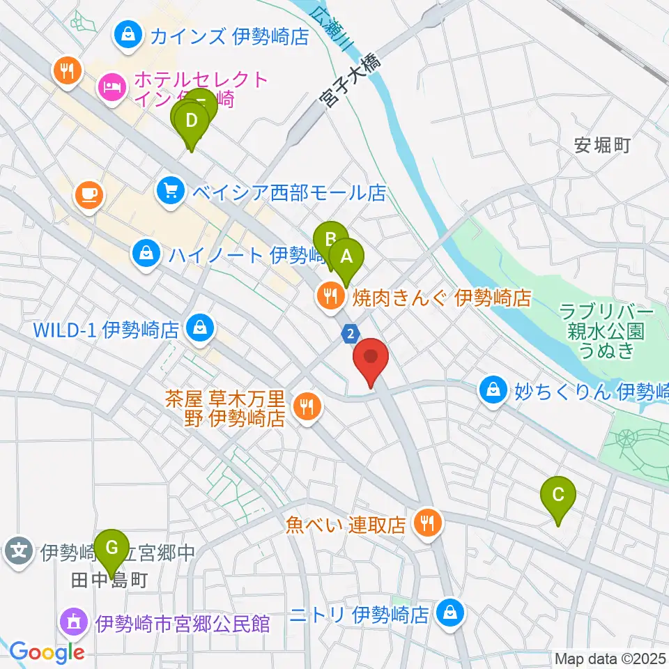 ピアノプラザ群馬 いせさき店周辺のホテル一覧地図