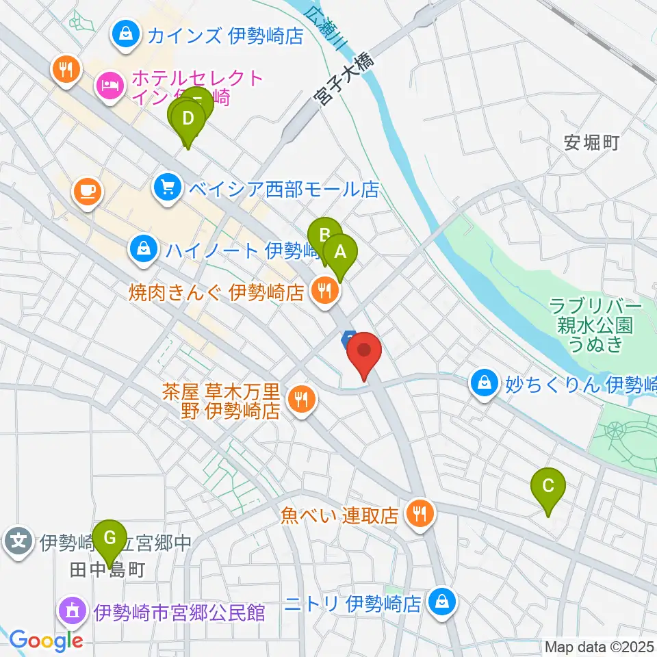 ピアノプラザ群馬 いせさき店周辺のホテル一覧地図