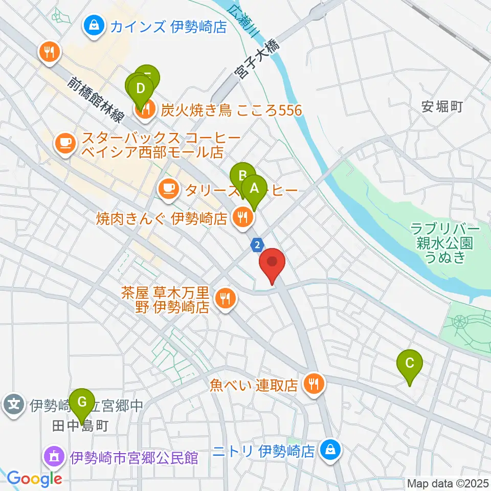 ピアノプラザ群馬 いせさき店周辺のホテル一覧地図
