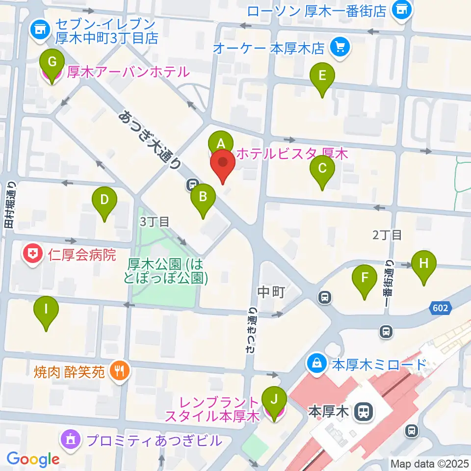 スガナミ楽器サウンドパーク厚木周辺のホテル一覧地図
