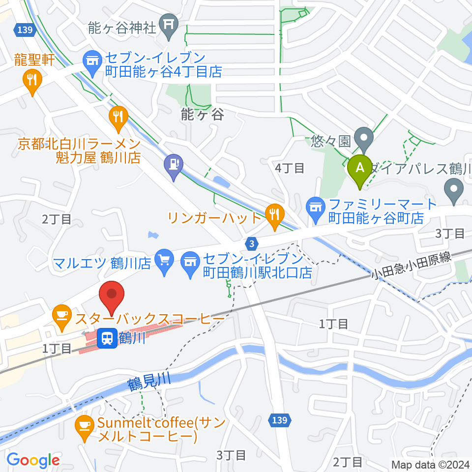 スガナミ楽器 鶴川駅前センター周辺のホテル一覧地図