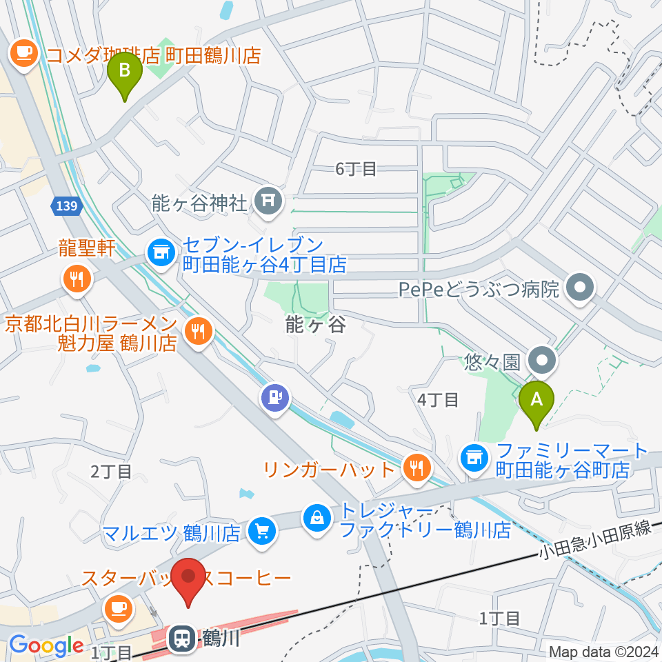 スガナミ楽器 鶴川駅前センター周辺のホテル一覧地図