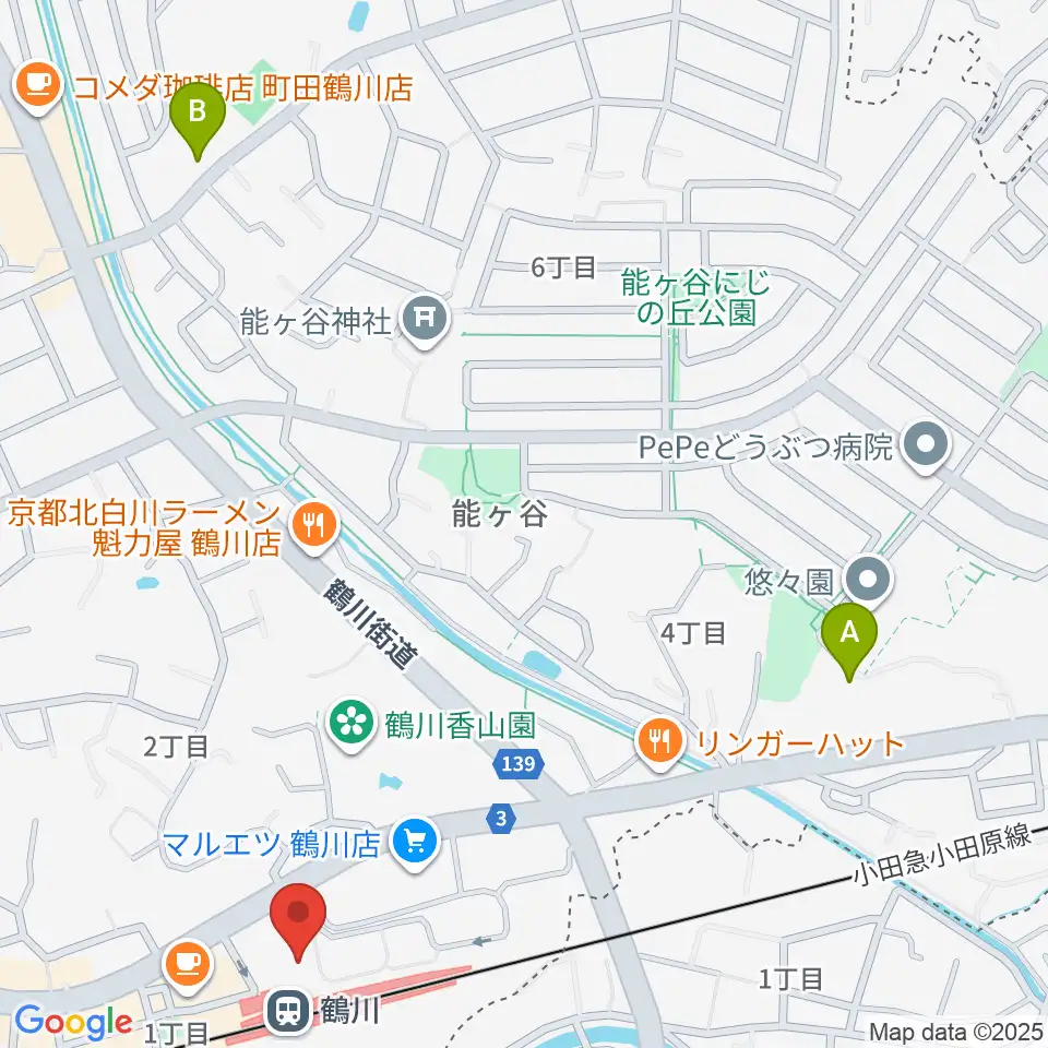 スガナミ楽器 鶴川駅前センター周辺のホテル一覧地図