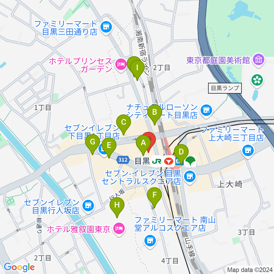 スガナミミュージックサロン目黒周辺のホテル一覧地図