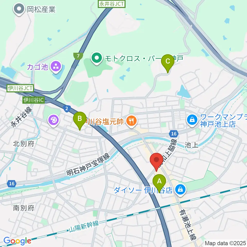 スガナミ楽器 伊川谷ミュージックセンター周辺のホテル一覧地図