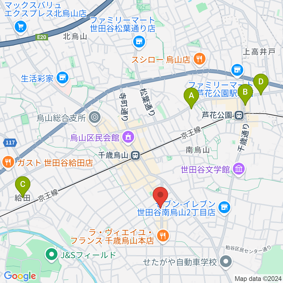 スガナミ楽器 烏山南口センター周辺のホテル一覧地図