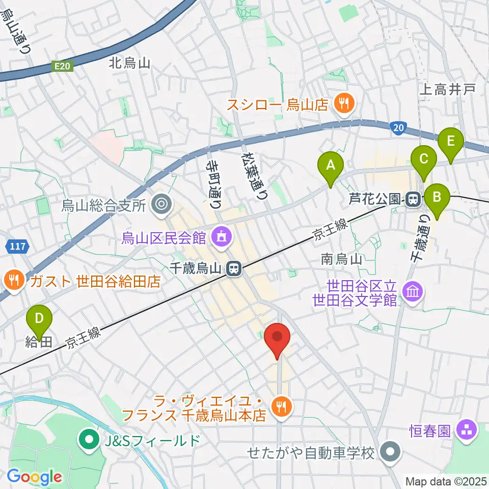 スガナミ楽器 烏山南口センター周辺のホテル一覧地図