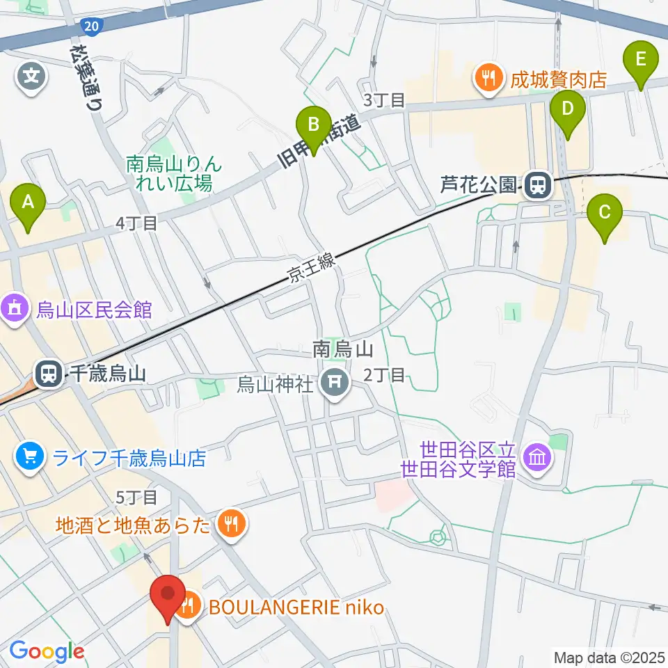 スガナミ楽器 烏山南口センター周辺のホテル一覧地図