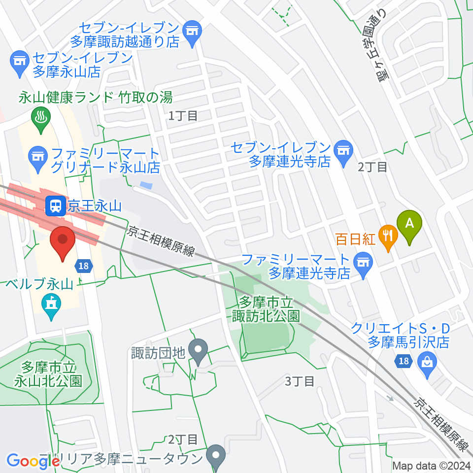 スガナミ楽器 永山センター周辺のホテル一覧地図