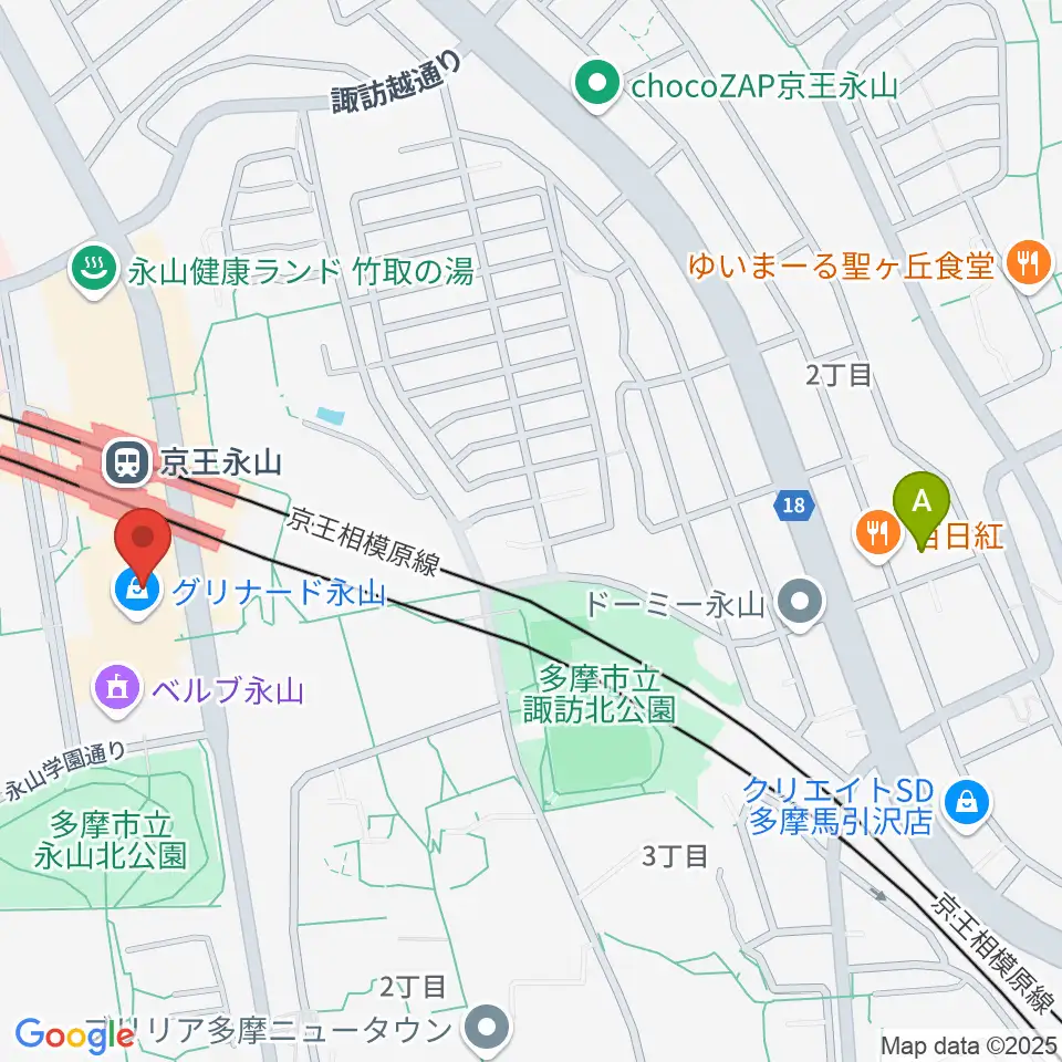 スガナミ楽器 永山センター周辺のホテル一覧地図