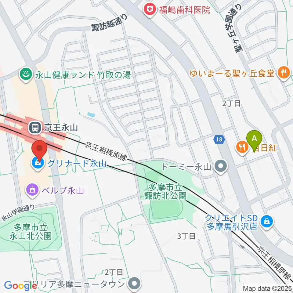 スガナミ楽器 永山センター周辺のホテル一覧地図