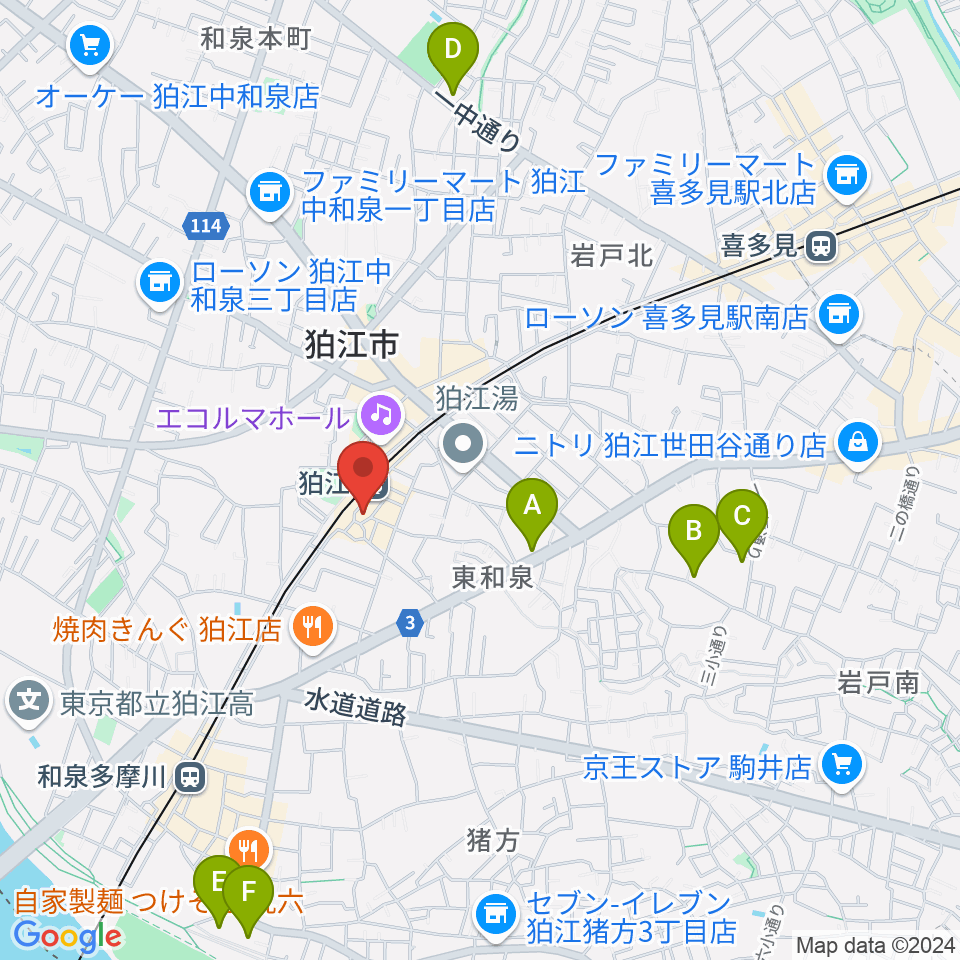 スガナミ楽器 狛江センター周辺のホテル一覧地図