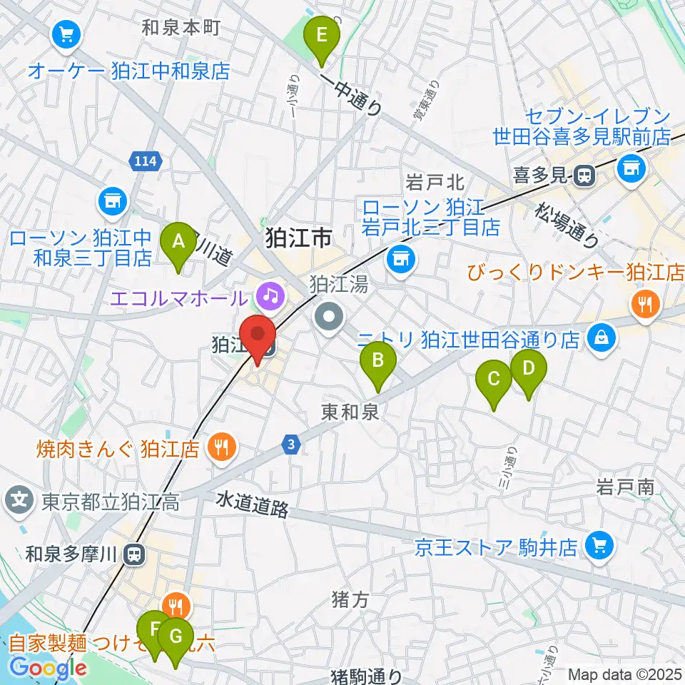 スガナミ楽器 狛江センター周辺のホテル一覧地図