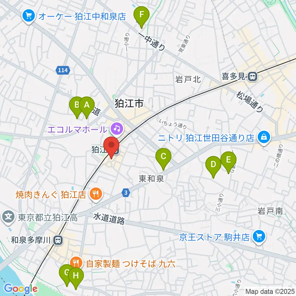 スガナミ楽器 狛江センター周辺のホテル一覧地図