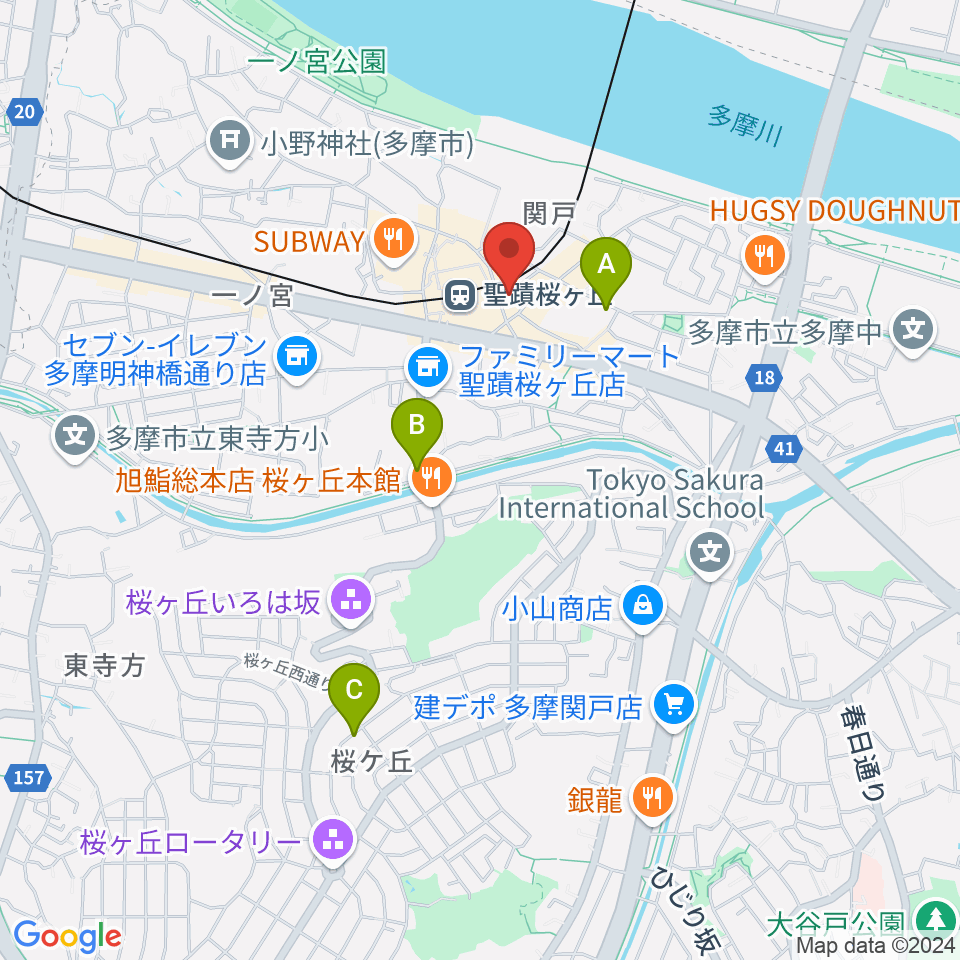 スガナミ楽器 桜ヶ丘センター周辺のホテル一覧地図