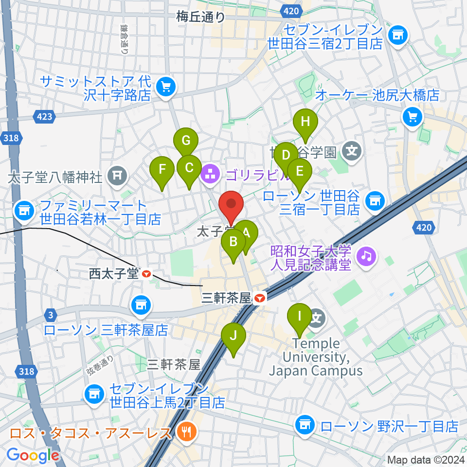 スガナミ三軒茶屋センター周辺のホテル一覧地図