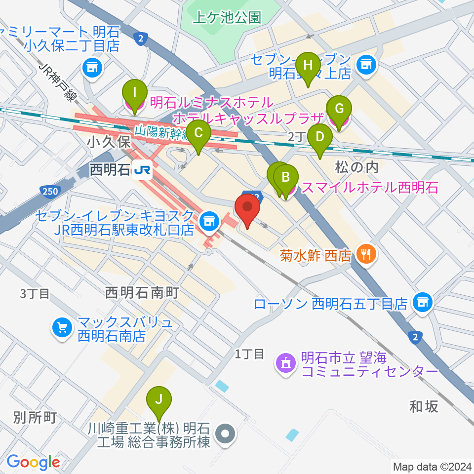 スガナミ楽器 西明石ミュージックセンター周辺のホテル一覧地図