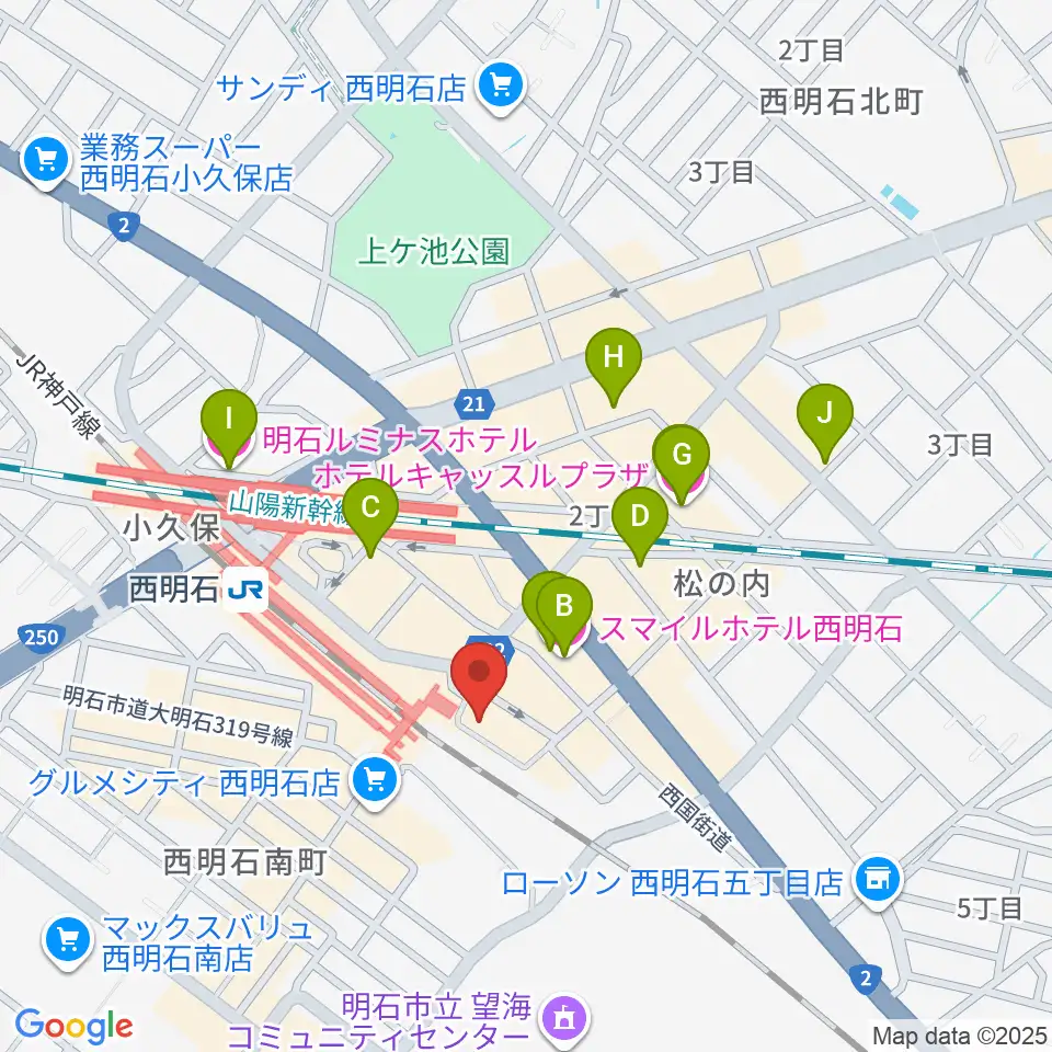 スガナミ楽器 西明石ミュージックセンター周辺のホテル一覧地図