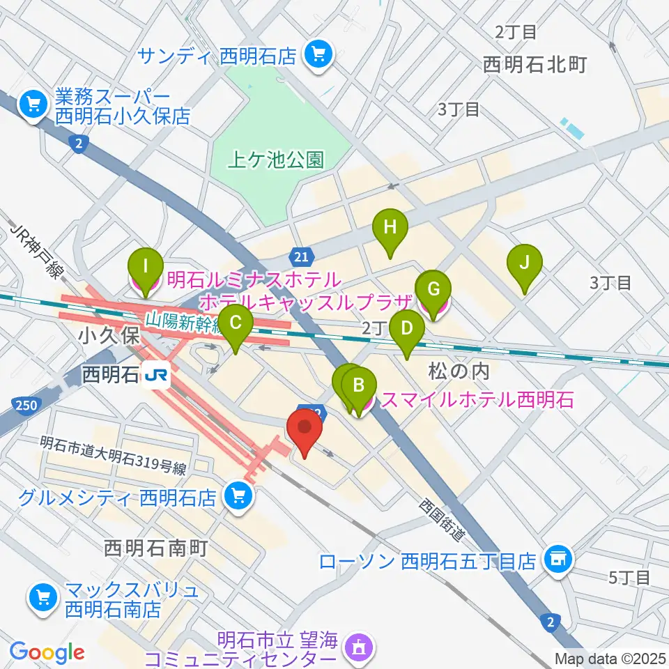 スガナミ楽器 西明石ミュージックセンター周辺のホテル一覧地図