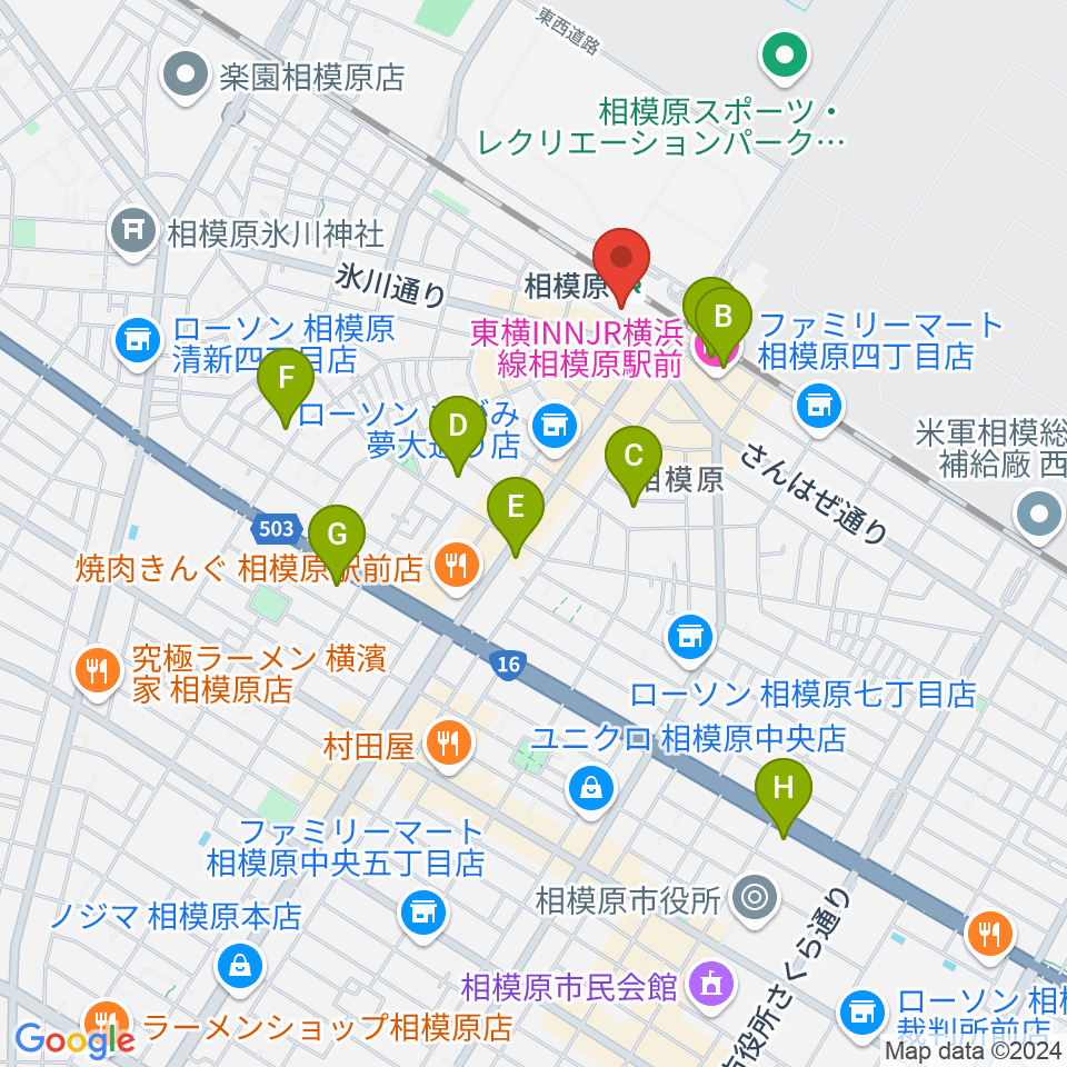 スガナミ楽器 相模原センター周辺のホテル一覧地図