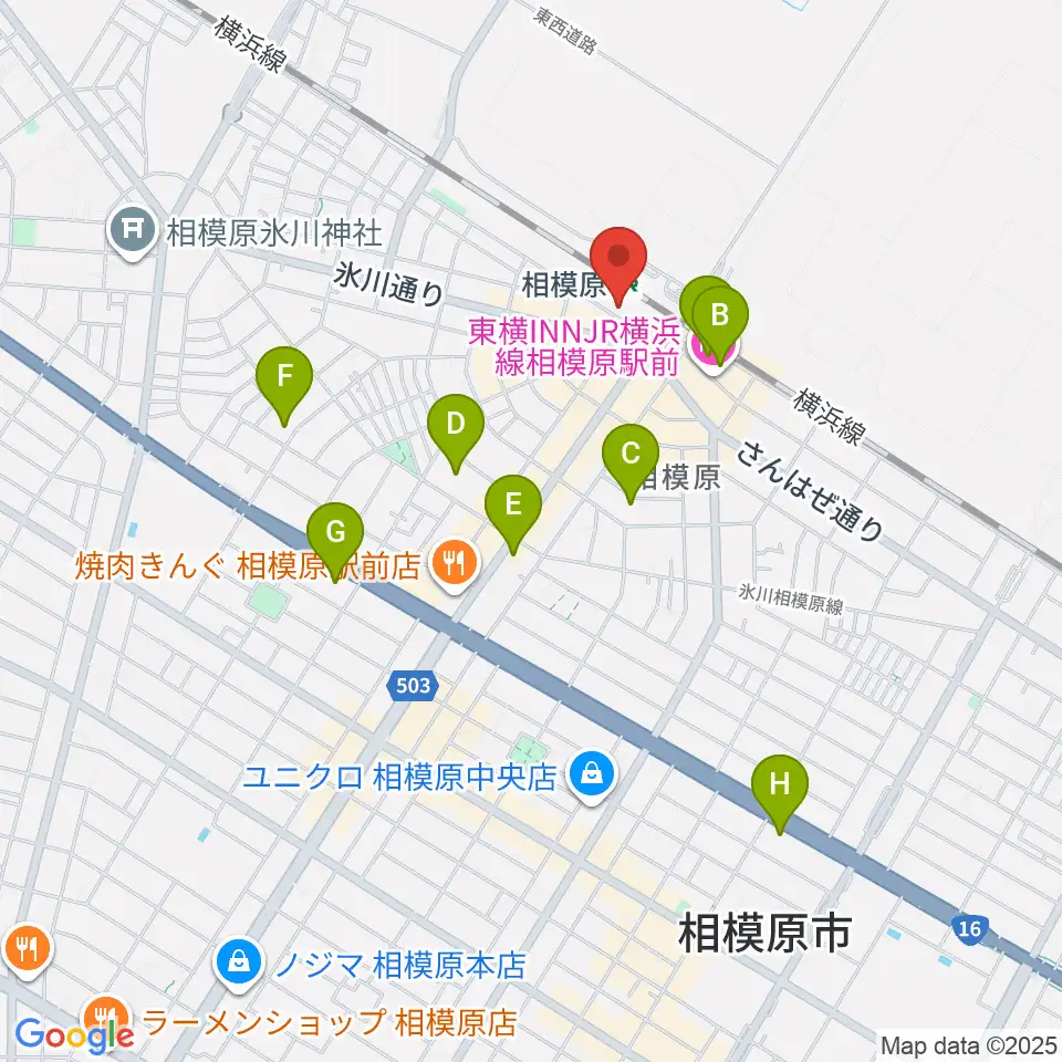 スガナミ楽器 相模原センター周辺のホテル一覧地図