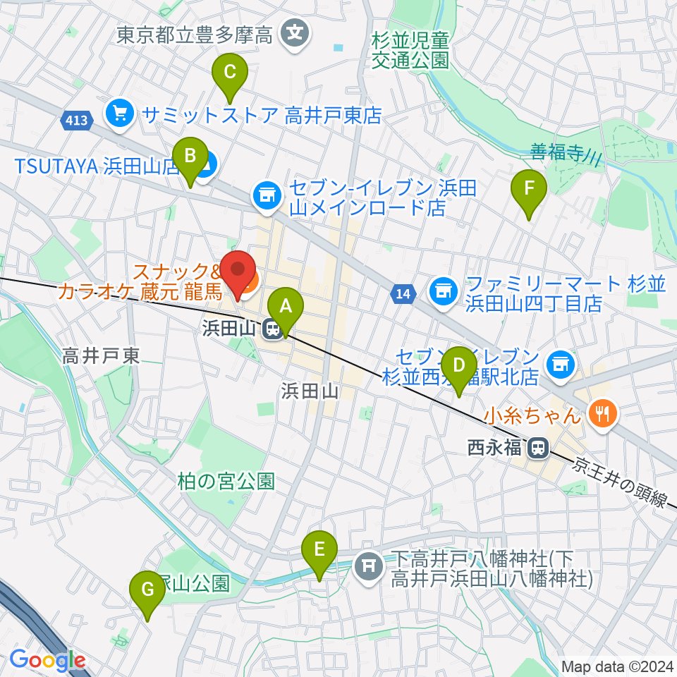 スガナミ楽器 浜田山センター周辺のホテル一覧地図