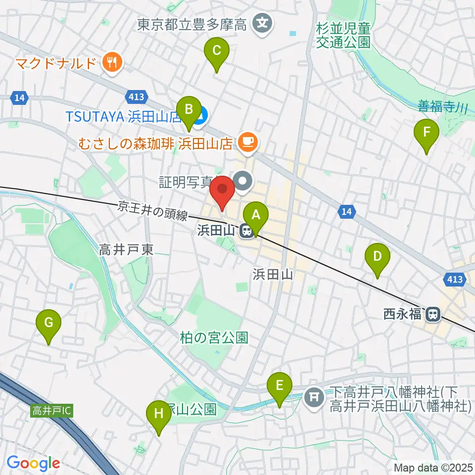スガナミ楽器 浜田山センター周辺のホテル一覧地図