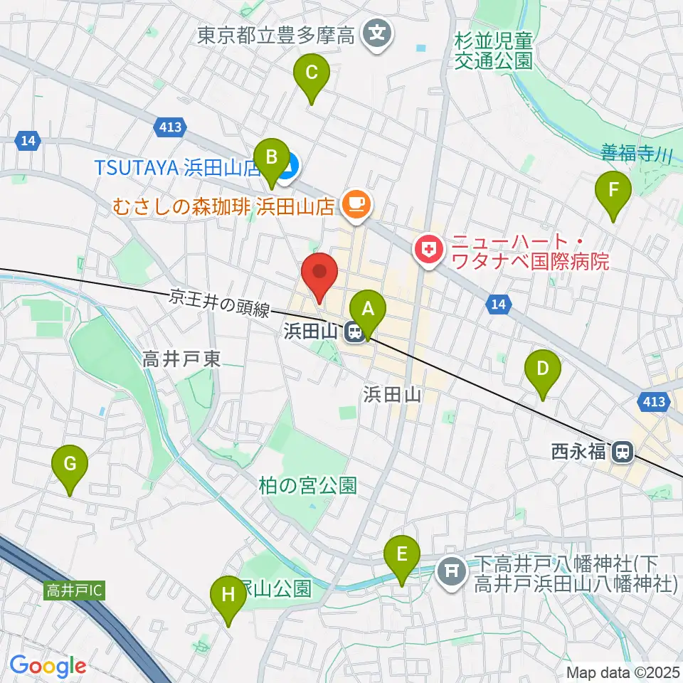 スガナミ楽器 浜田山センター周辺のホテル一覧地図