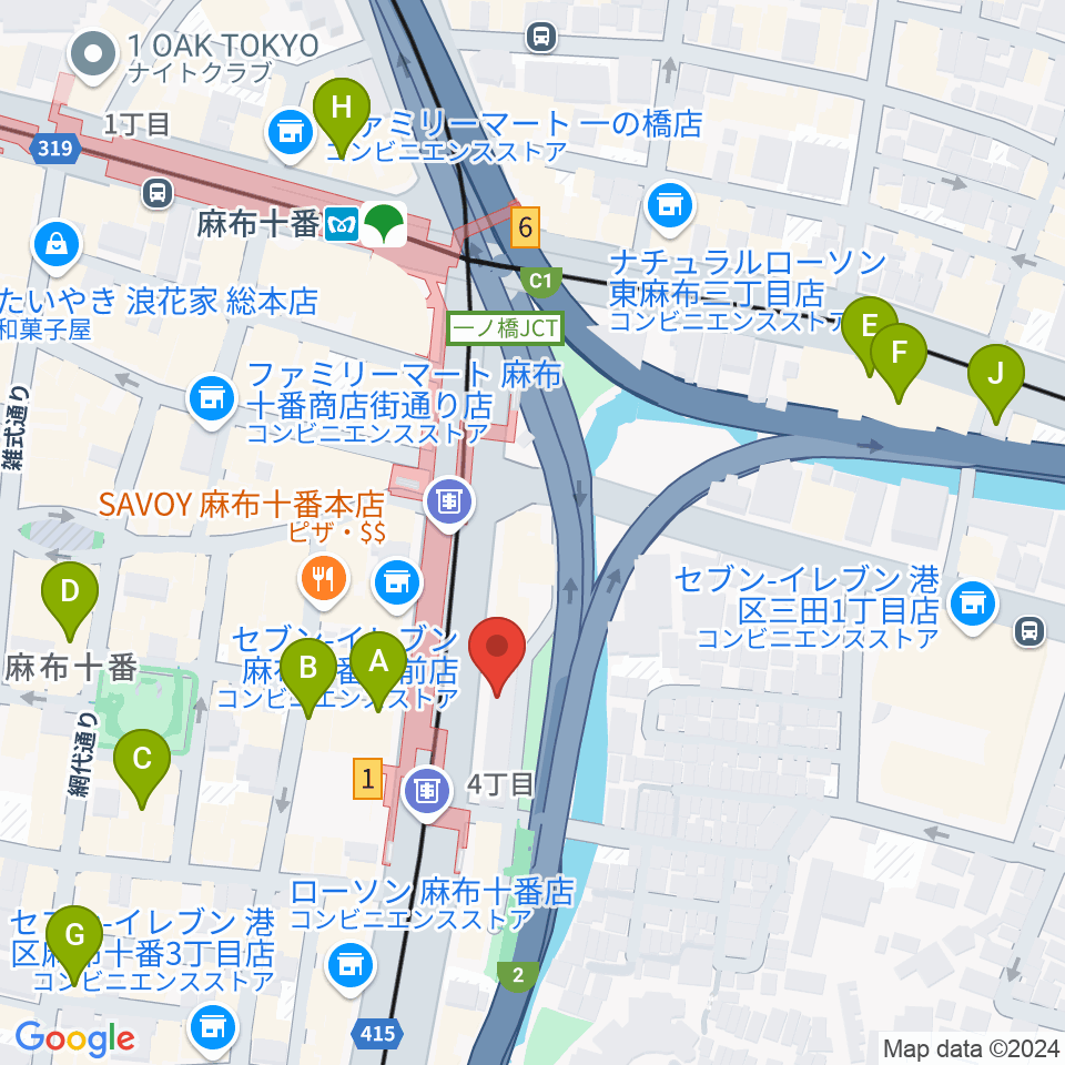 スガナミ楽器 麻布センター周辺のホテル一覧地図