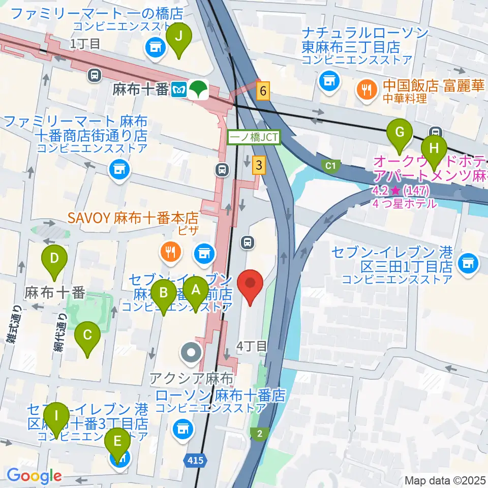 スガナミ楽器 麻布センター周辺のホテル一覧地図