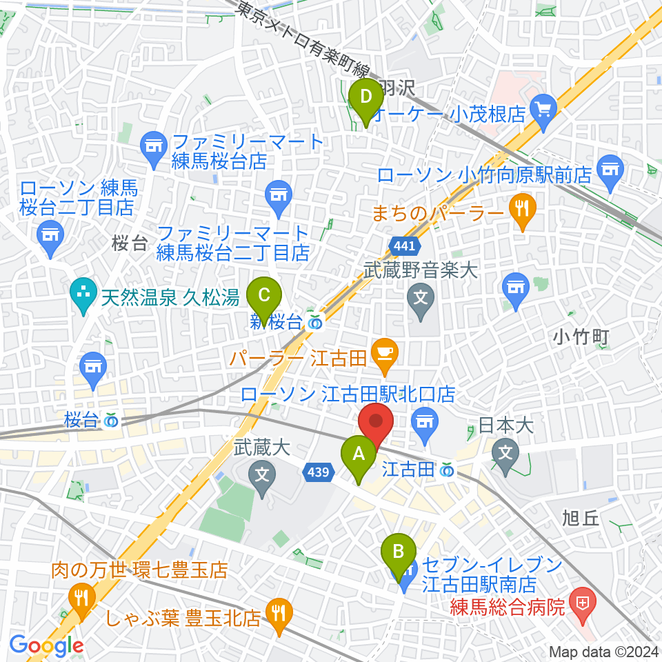 エークラスミュージック 江古田センター周辺のホテル一覧地図
