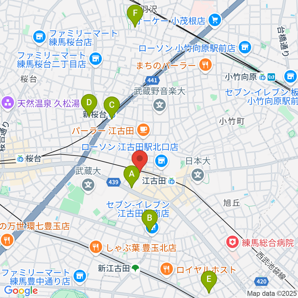 エークラスミュージック 江古田センター周辺のホテル一覧地図